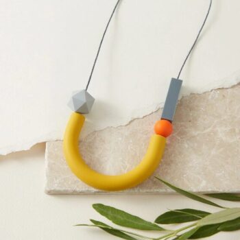 Mustard grey and orange Silicone Necklace