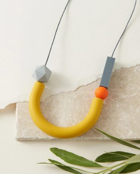 Mustard grey and orange Silicone Necklace