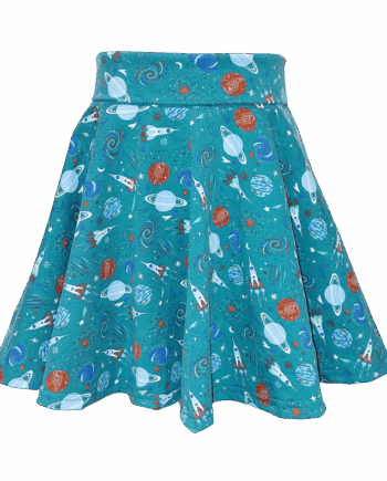 Rockets and planets jersey skater skirt