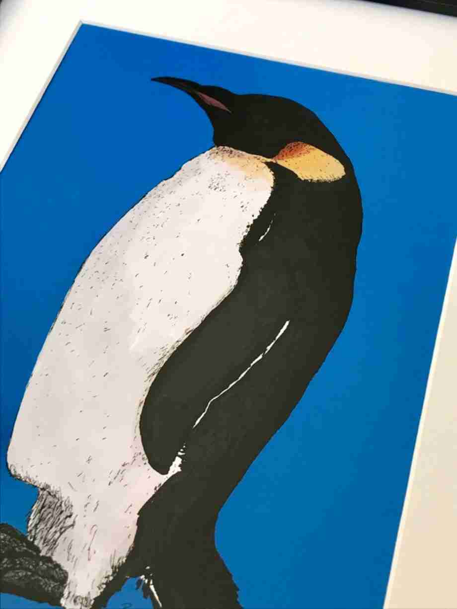 Close up of The Last Emperor - Penguin Portrait Art Print by Pierce Braysher Illustration