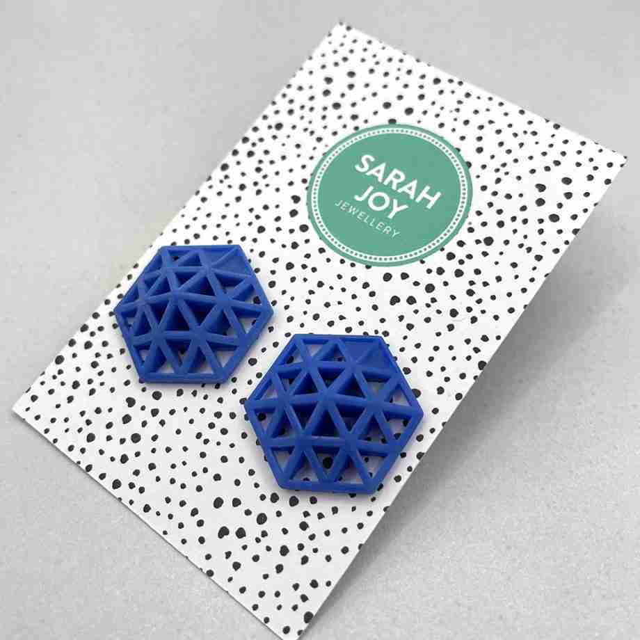 Geometric Hexagon Stud Earrings