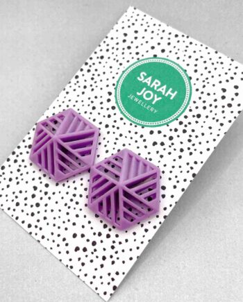 Hexagon Stripe Stud Earrings