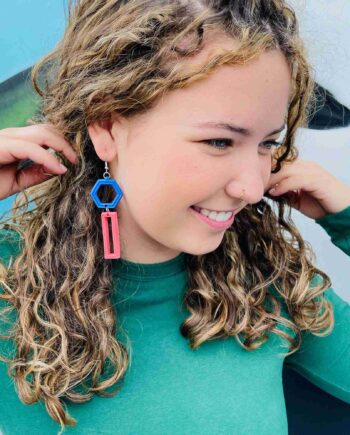 Mismatched Hexagon Hook Earrings