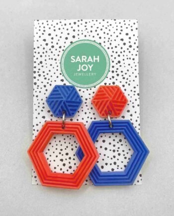 Mismatched Hexagon Drop Earrings