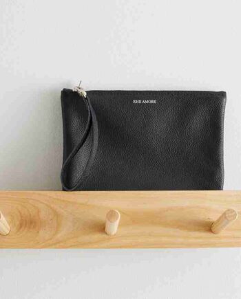 Black Leather Clutch Bag