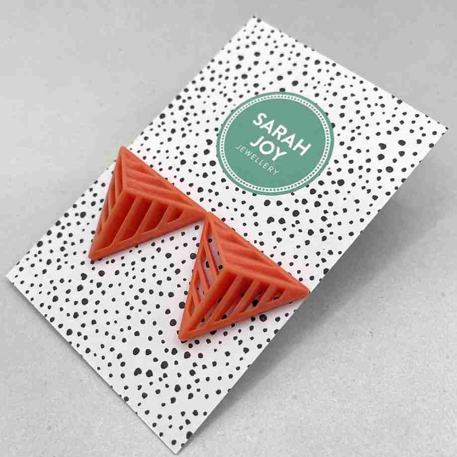 Triangle Stripe Stud Earrings