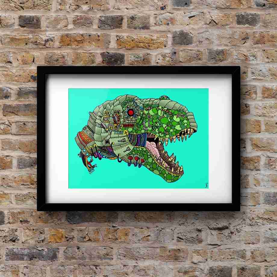 Tyrannosaurus Rex 2.0 Landscape Art Print in Frame