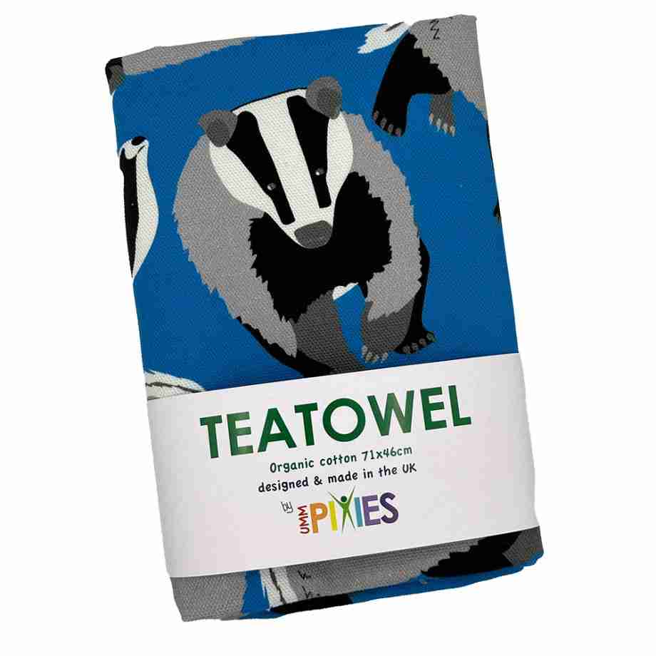 Badgers organic cotton tea towel