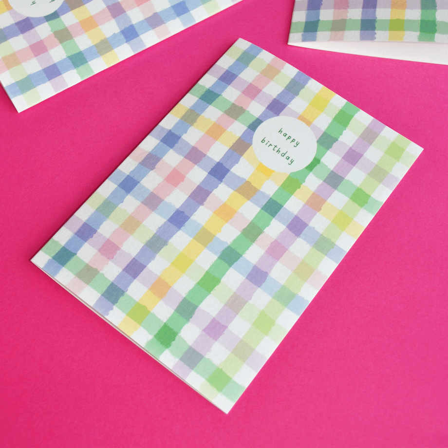 Rainbow Checkerboard Birthday Card