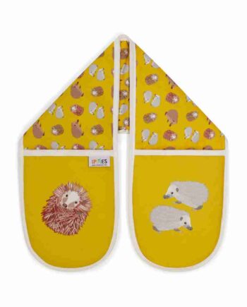 Sunny yellow hedgehogs oven gloves