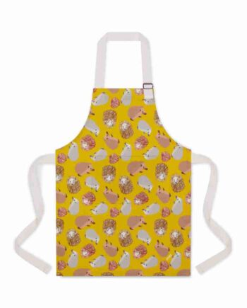 Hedgehogs Unisex Apron for Children in yellow