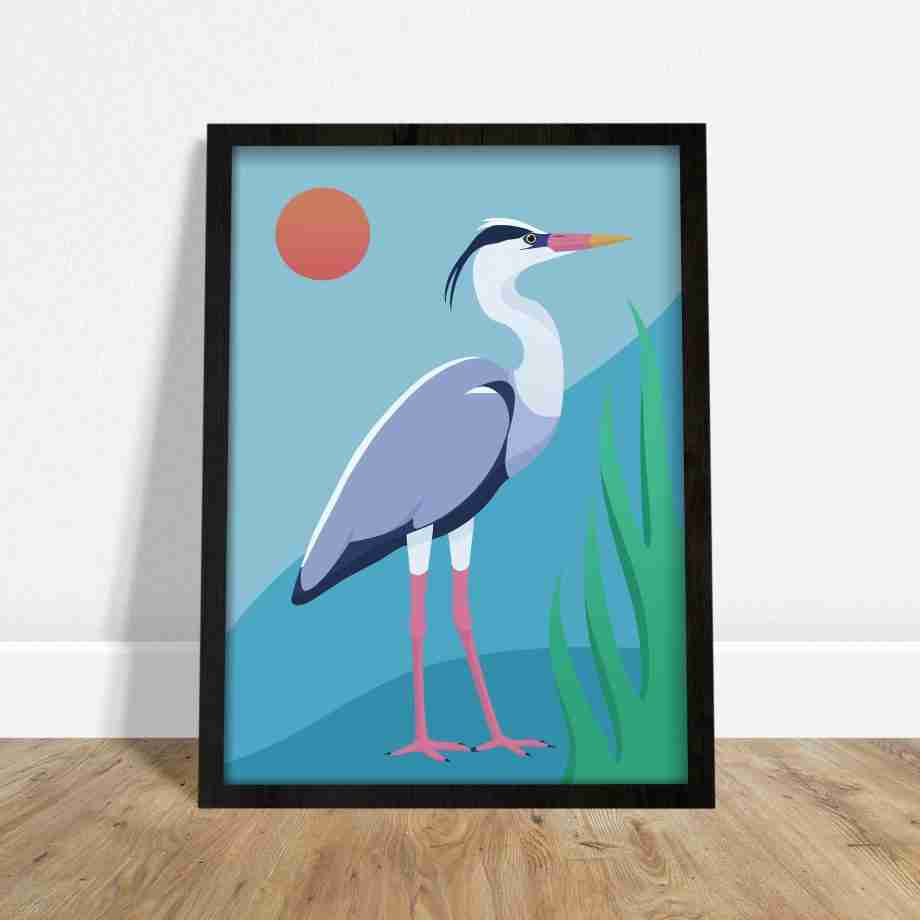 Grey Heron Giclee Art Print