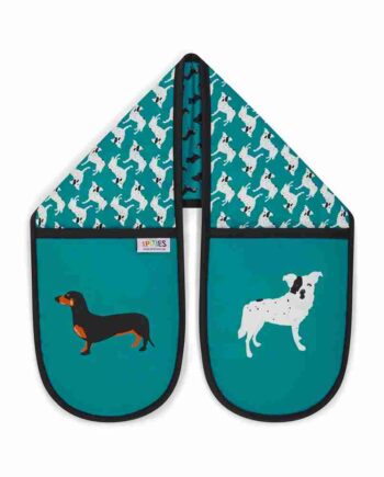 Dogtooth Dogs petrol blue oven gloves from UmmPixies