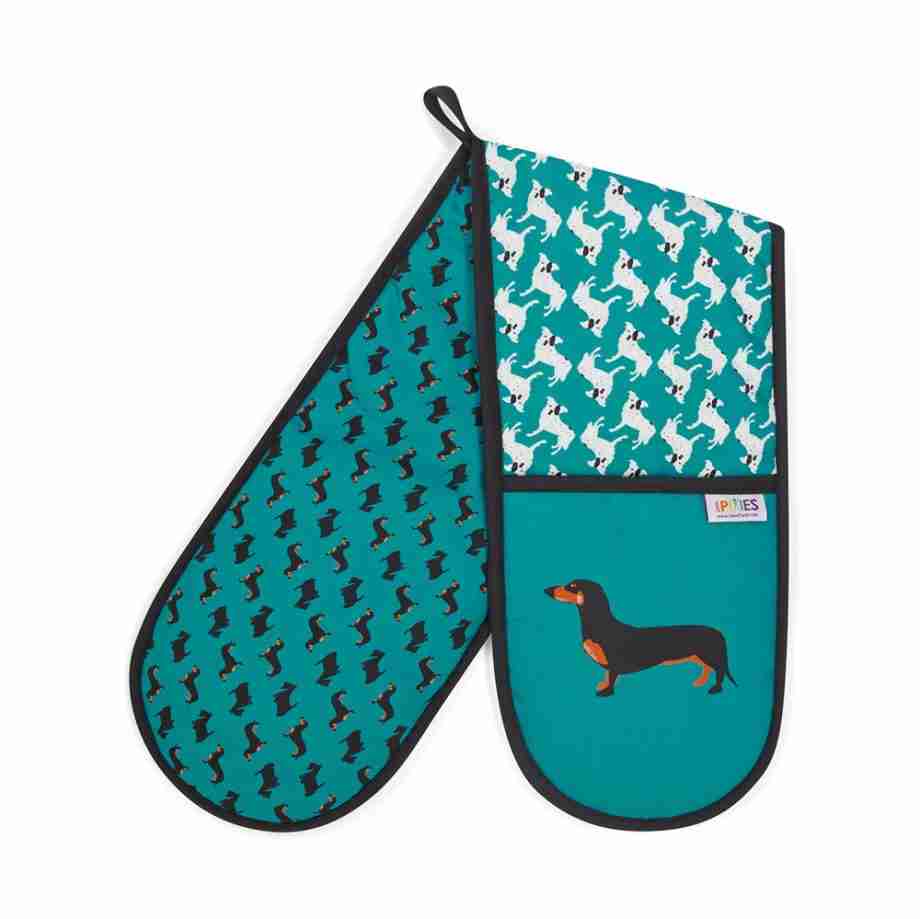 Dogtooth Dogs petrol blue oven gloves from UmmPixies