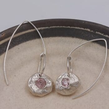 Molten Drop Earrings with Pink Cubic Zirconia