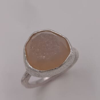 Textured Silver Ring with Quartz Druzy