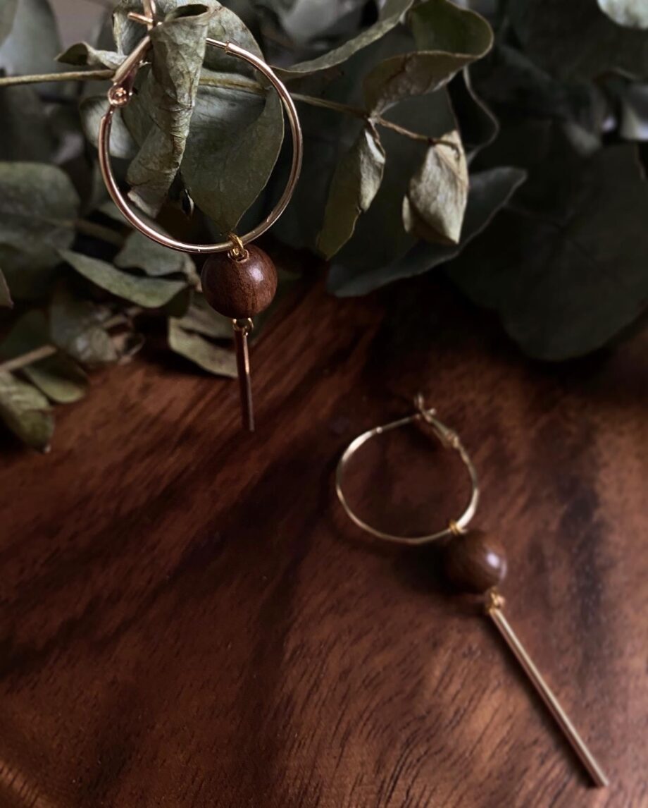 Una Wooden Ball Earrings