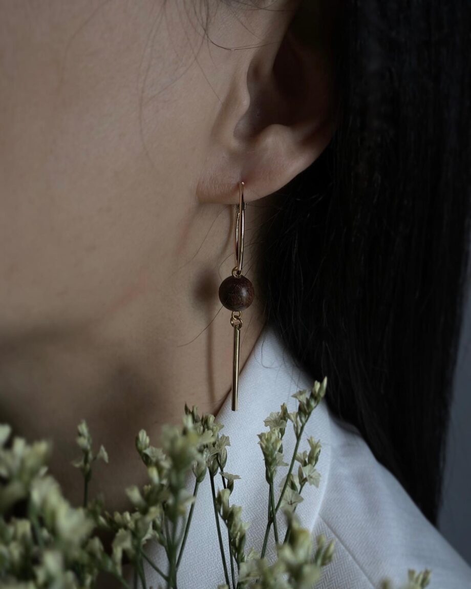 Una Wooden Ball Earrings