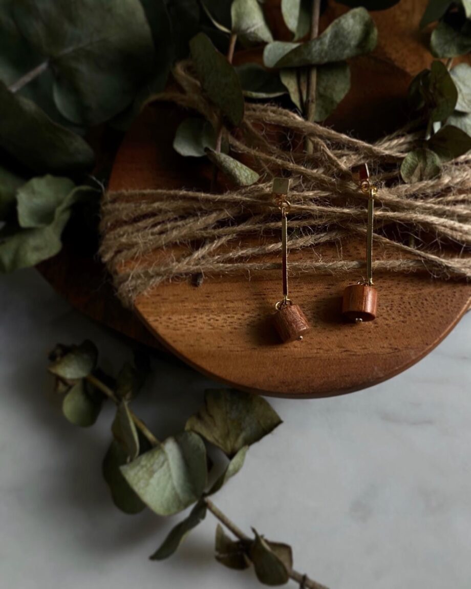 Promise Wooden Pillar Earrings