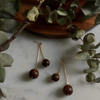 Wooden Ball Earrings - Gemini