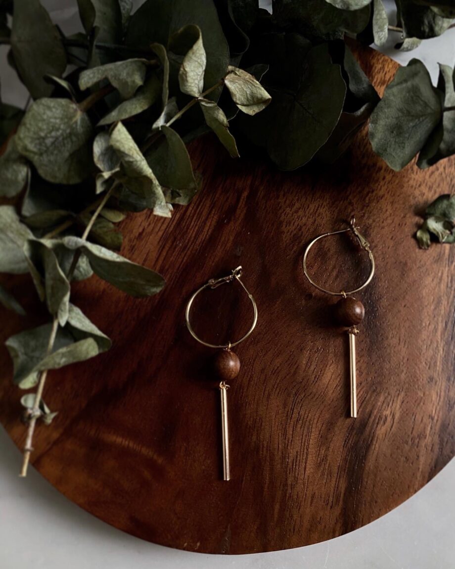 Una Wooden Ball Earrings