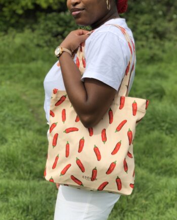 Hand Drawn Chilli Printed Tote Bag