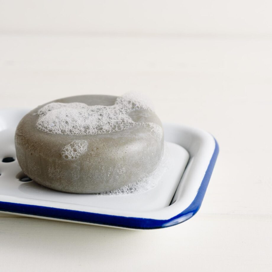 Rebalancing Shampoo Bar on Enamel Tray