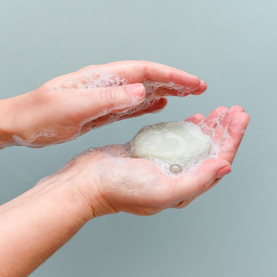 Sensitive Shampoo Bar in hands