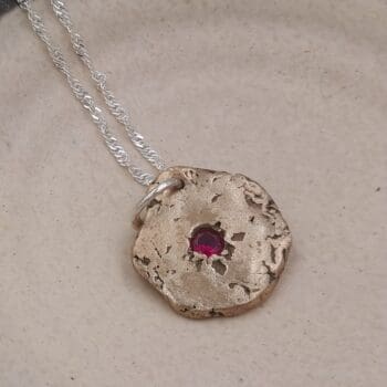 Bronze Molten Droplet Pendant with Ruby
