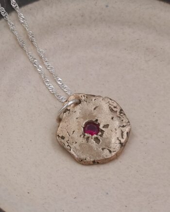 Bronze Molten Droplet Pendant with Ruby