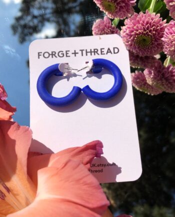Small Blue Hoop Earrings