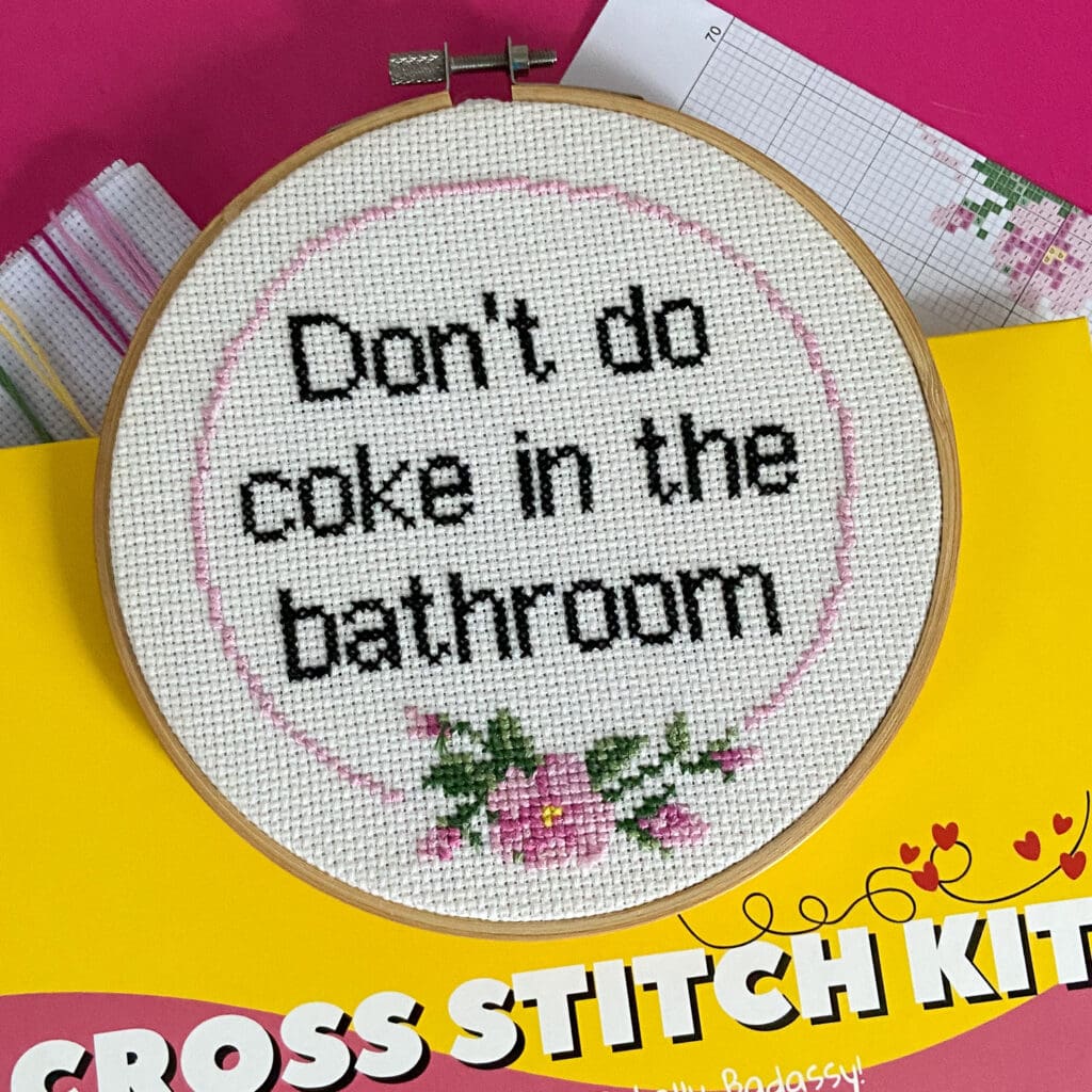 new home gift - cross stitch - don't do coke in the bathroom 