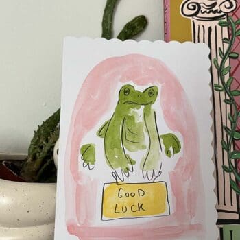 Good Luck Frog Greetings Card - Hand-Painted