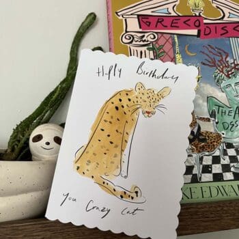 Happy Birthday You Crazy Cat - Hand-Painted Card