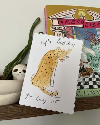 Happy Birthday You Crazy Cat - Hand-Painted Card