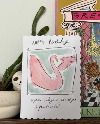 Happy Birthday Swan card - Hand-Painted