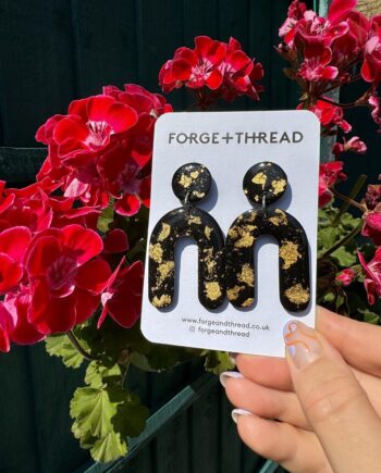 Gold Lead Rounded Arch Statement Earrings