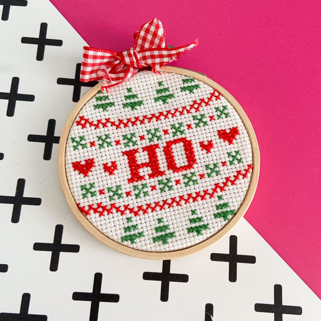 mini cross stitch christmas ornament 