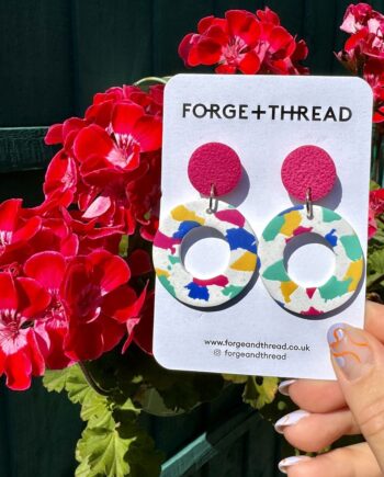 White Terrazzo Circle Earrings