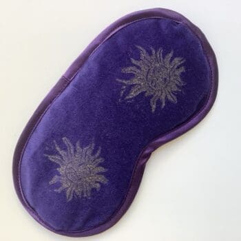 Luxury Purple golden hand printed Sun and Moon Velvet Lavender Infused Eye Mask