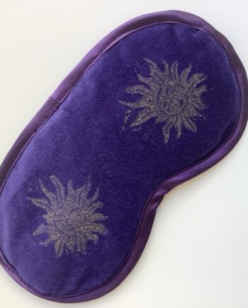 Luxury Purple golden hand printed Sun and Moon Velvet Lavender Infused Eye Mask