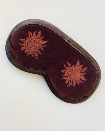 Luxury Chocolate Velvet Lavender Infused Eye Mask with copper Sun design