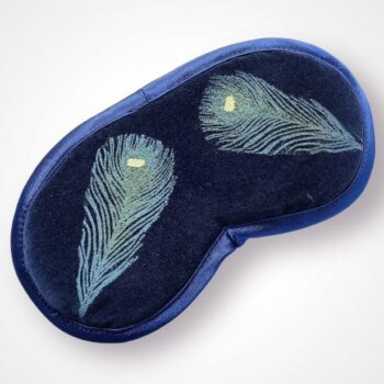 Navy Velvet Peacock Feathers Lavender Infused Eye Mask