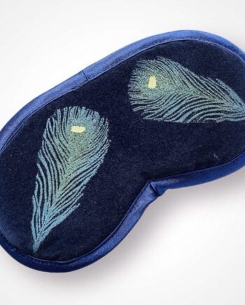 Navy Velvet Peacock Feathers Lavender Infused Eye Mask