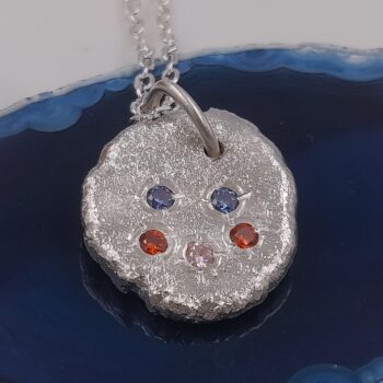 Radiant Smiley Face Molten Silver Pendant Necklace