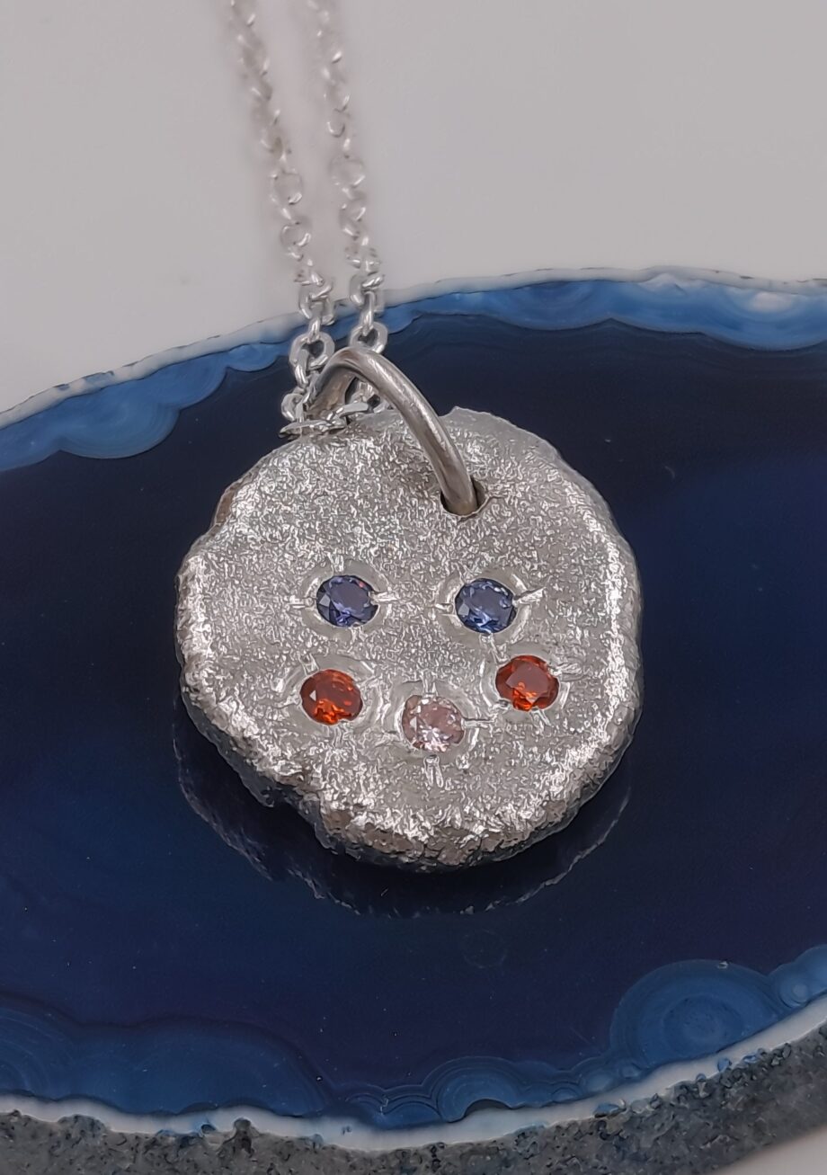 Radiant Smiley Face Molten Silver Pendant Necklace