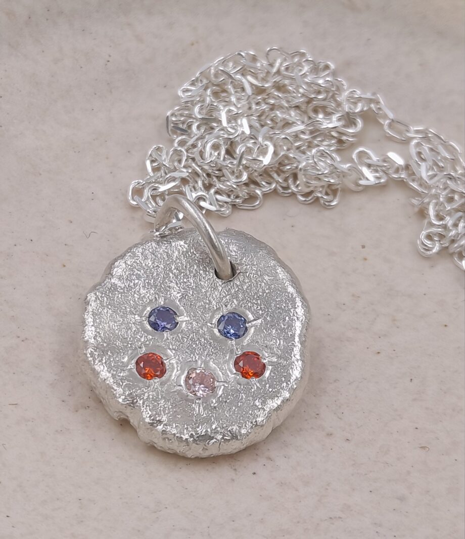 Radiant Smiley Face Molten Silver Pendant Necklace