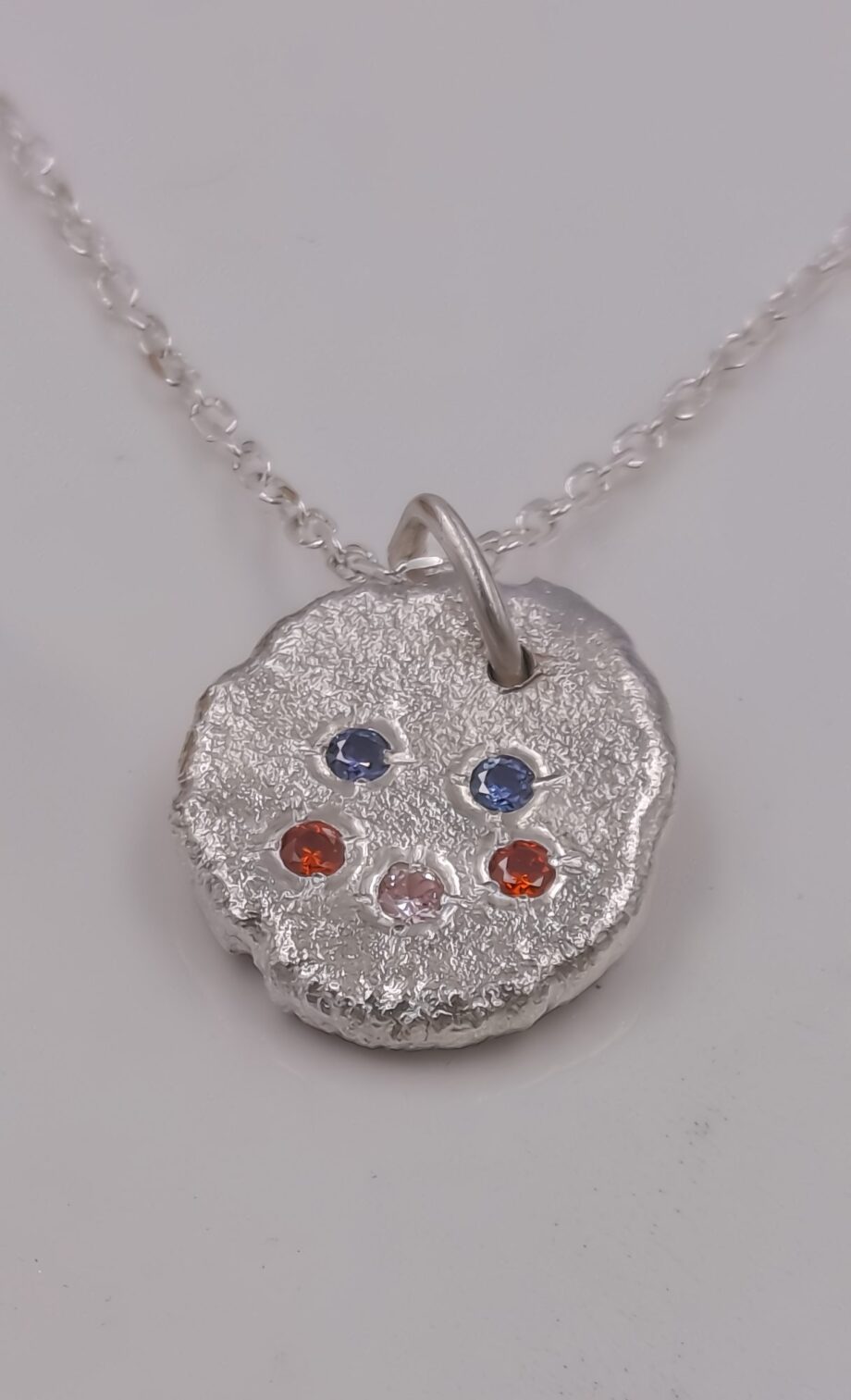 Radiant Smiley Face Molten Silver Pendant Necklace