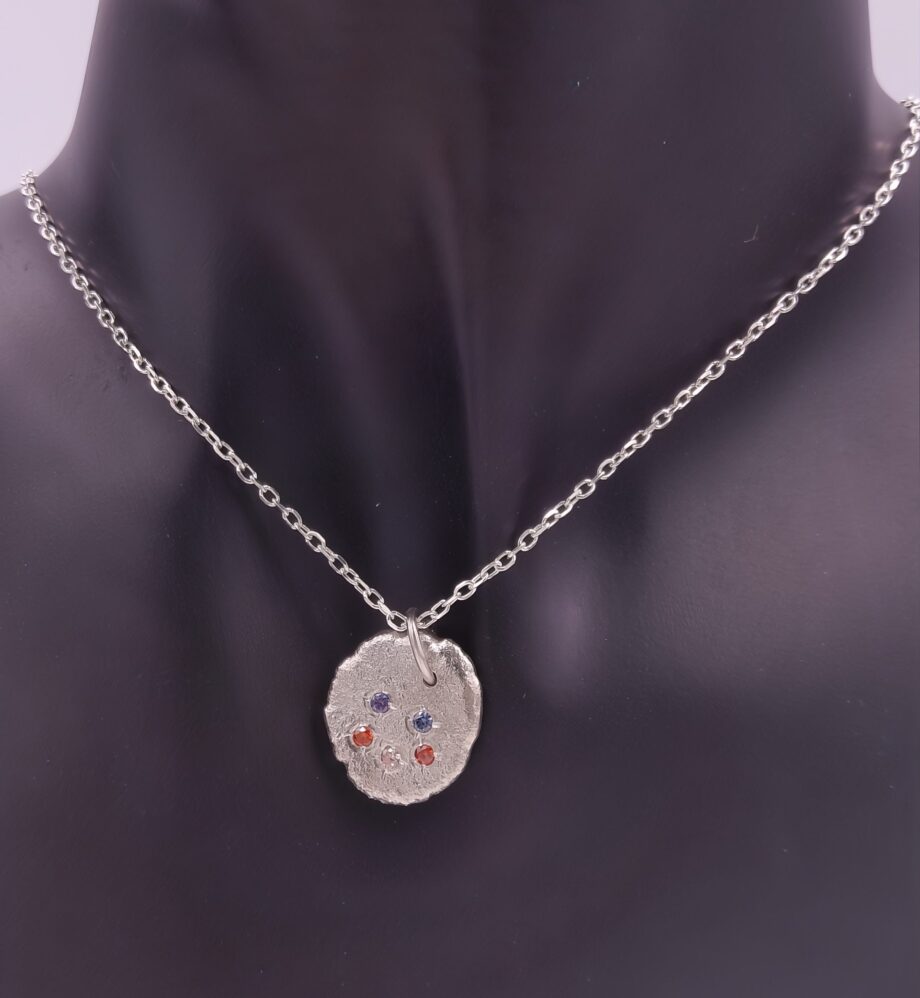Radiant Smiley Face Molten Silver Pendant Necklace