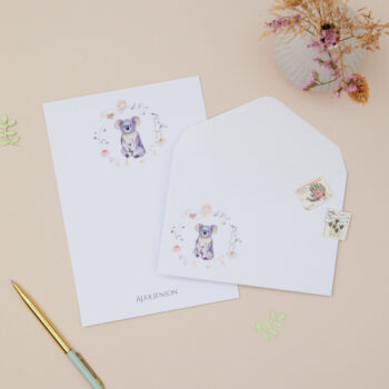 Personalised Koala-Inspired Letter Writing Set